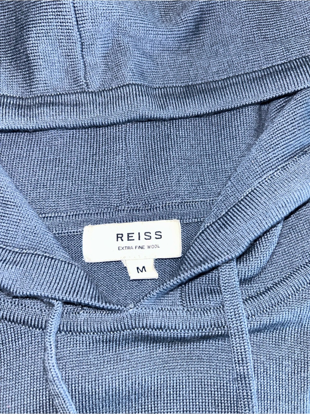 Reiss Light Blue Wool Hooded Knit Top